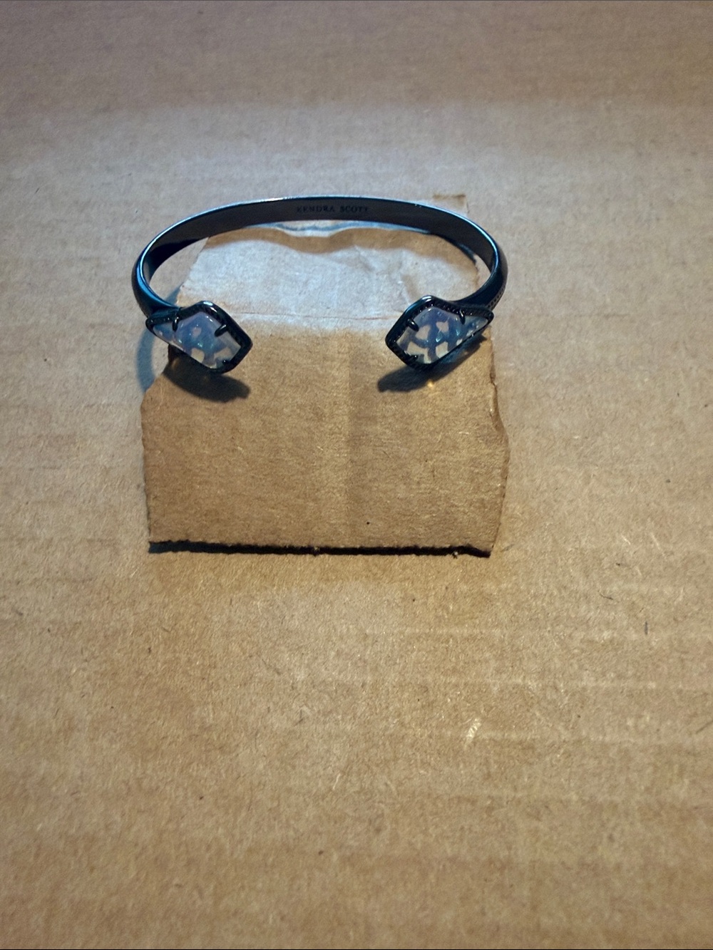 Retired Kendra Scott Liana Gunmetal Dichroic Glass Cuff Bracelet